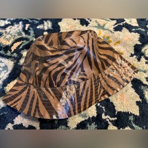 Brown / Black zebra print Waxed canvas rain hat